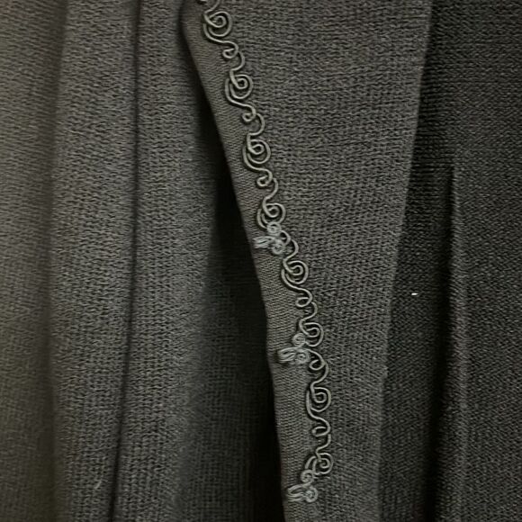 Escada Vintage Black Virgin Wool Evening Jacket French Lace cuffs Sz 44 Large - Picture 10 of 12